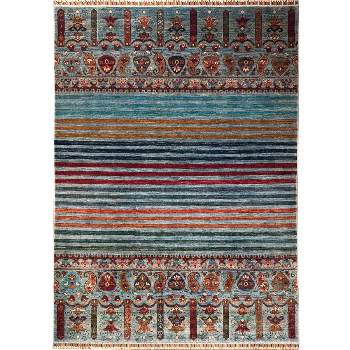 El Dokuma Turkuaz Horcin Afgan Kabile Yün Halı (180x240 cm)