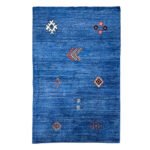 El Dokuma Mavi Modern Yün Halı (100x155 cm)
