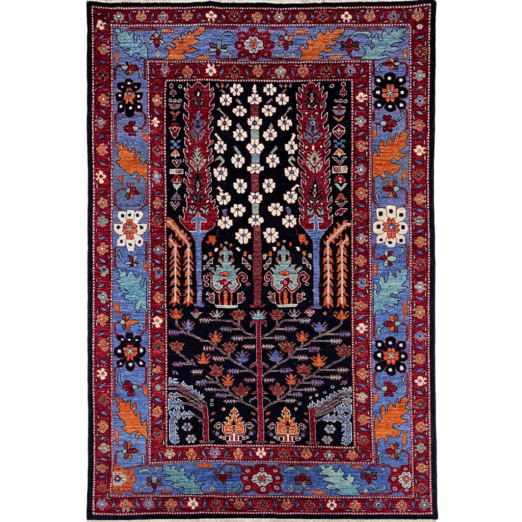 El Dokuma Ağaç Motifli Afgan Kabile Yün Halı (150x240 cm)
