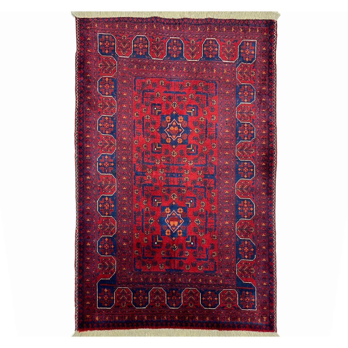 El Dokuma Afgan Bilicik İnce Dokuma Yün Halı (85x120 cm)