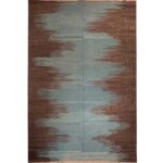 El Dokuma Turkuaz Modern Yün Kilim (200x295 cm)