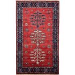 El Dokuma Kırmızı Afgan Kabile Yün Halı (90x155 cm)