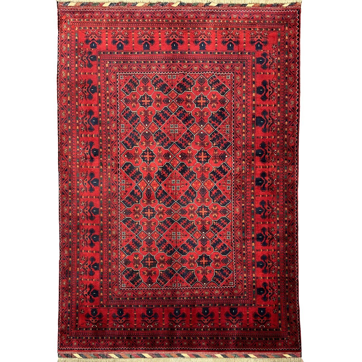 El Dokuma Kırmızı Afgan Bilicik İnce Dokuma Yün Halı (150x190 cm)