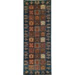 El Dokuma Mavi Bahtiyar Kabile Yün Yolluk Halı (80x255 cm)