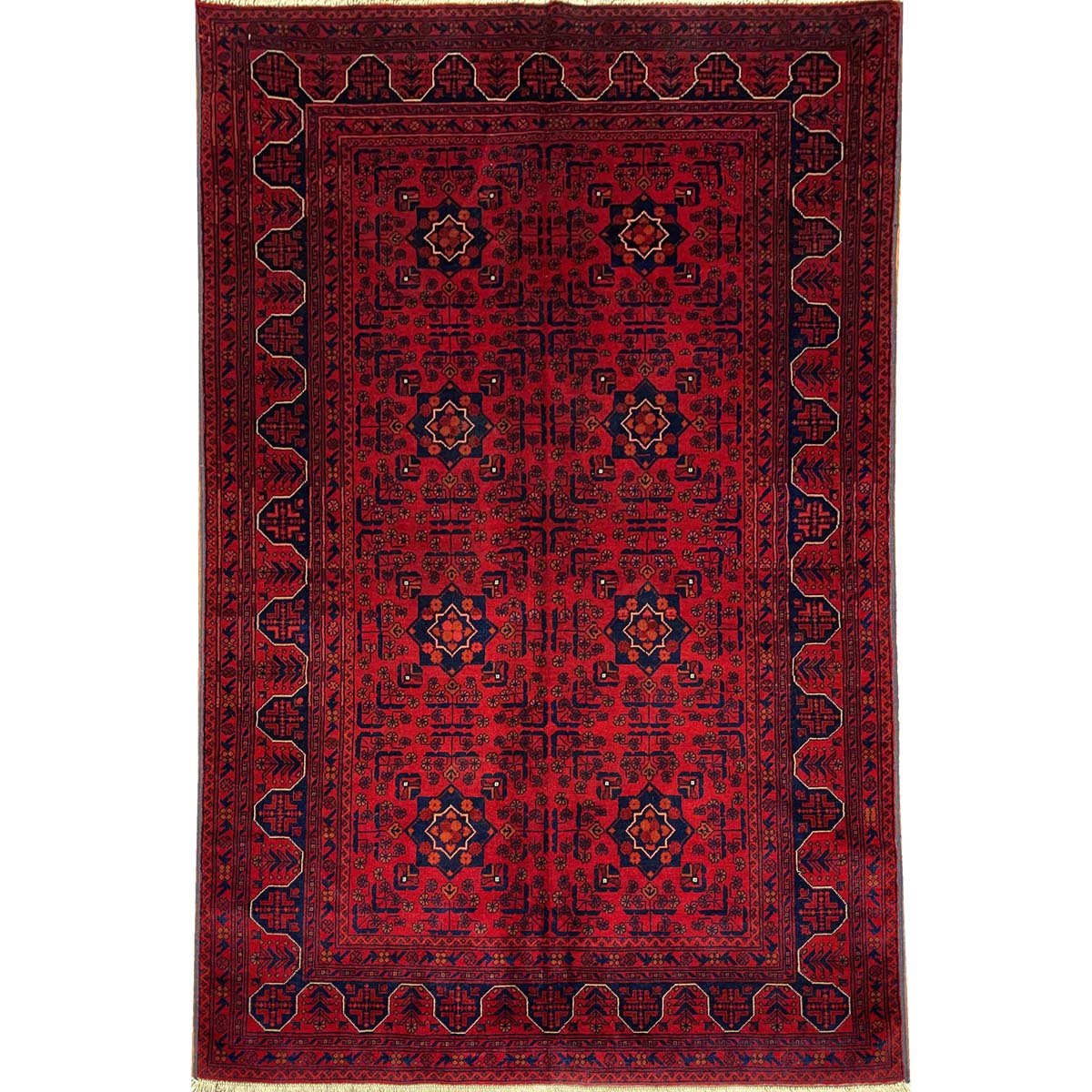 El Dokuma Kırmızı Afgan Bilicik Halı (115x205 cm)