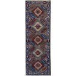 El Dokuma Gri Kaşkai İran Yün Yolluk Halı (60x180 cm)