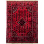 El Dokuma Kırmızı Afgan Yün Halı (85x110 cm)