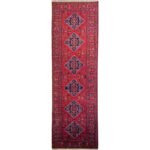 El Dokuma Kırmızı Afgan Yün Yolluk Halı (85x300 cm)