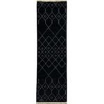 El Dokuma Siyah Modern Yün Yolluk Halı (65x210 cm)