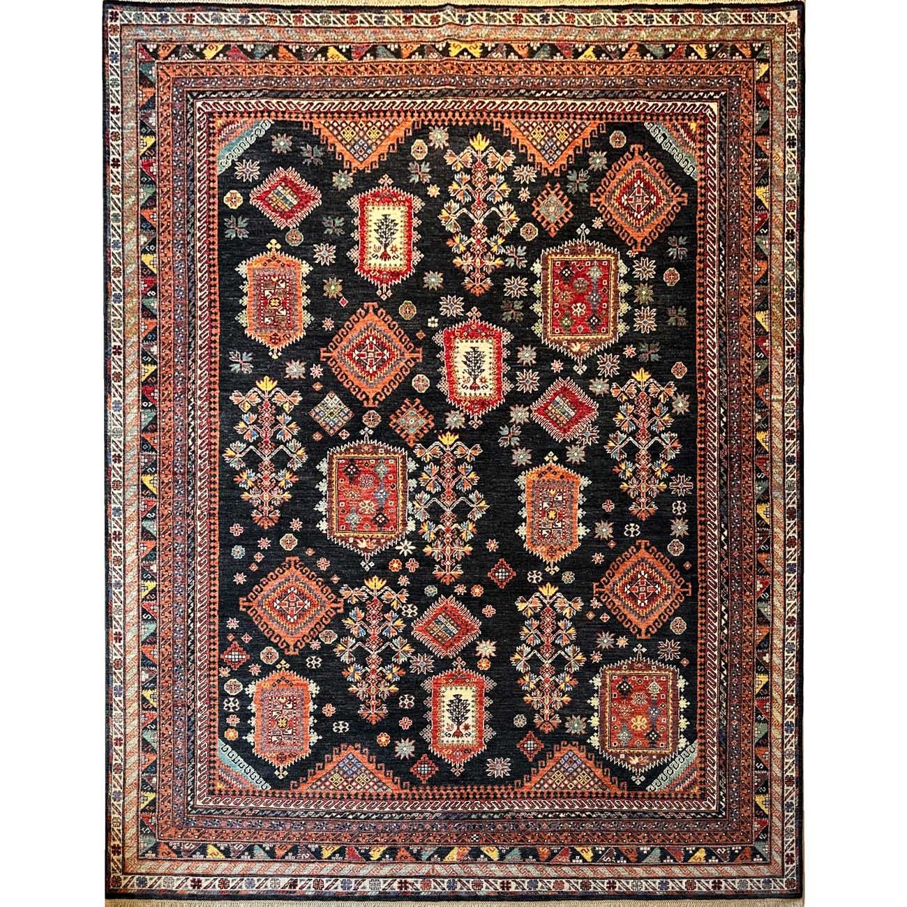 El Dokuma Siyah Beluçi Afgan Kabile Yün Halı (245x310 cm)