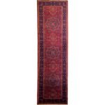 El Dokuma Kırmızı Afghan Memlük Yün Yolluk Halı (85x300 cm)
