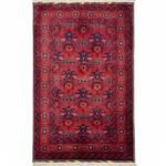 El Dokuma Kırmızı Afgan Bilicik Yün Halı (100x150 cm)