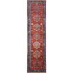 El Dokuma Kırmızı Afgan Kabile Yün Yolluk Halı (80x350 cm)