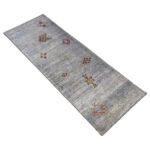El Dokuma Gri Modern Yün Yolluk Halı (65x175 cm)