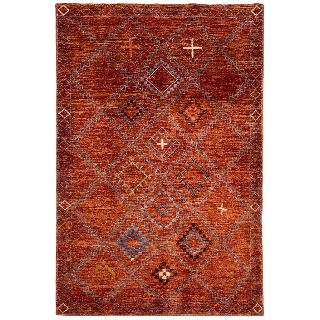 El Dokuma Turuncu Modern Yün Halı (120x185 cm)