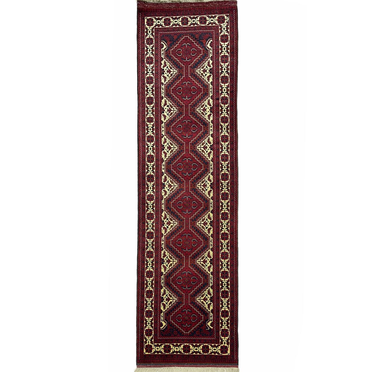 El Dokuma Afgan Bilicik İnce Dokuma Yün Yolluk Halı (80x290 cm)