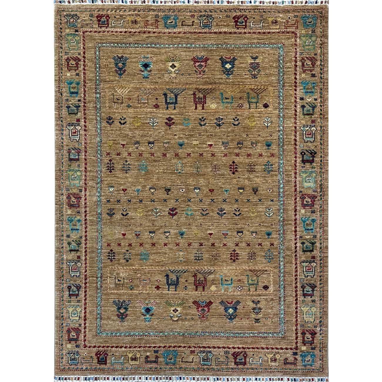 El Dokuma Figürlü Kabile Yün Halı (150x205 cm)
