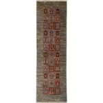 El Dokuma Gri Bahtiyar Yün Yolluk Halı (80x250 cm)