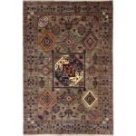 El Dokuma Natural Gri Kazak Yün Halı (155x210 cm)