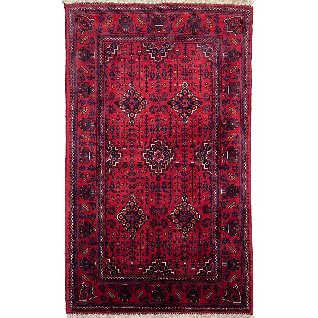 El Dokuma Kırmızı Türkmen Yün Halı (90x150 cm)