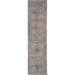 El Dokuma Gri Modern Yün Yolluk Halı (90x360 cm)