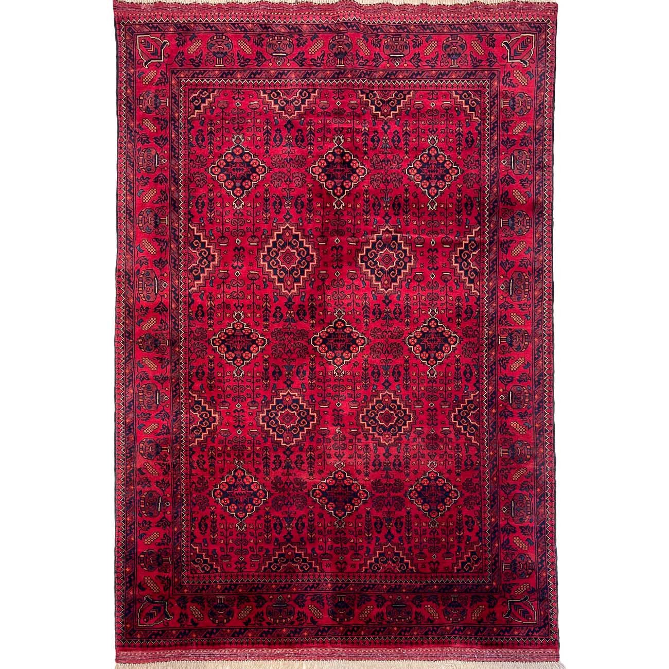 El Dokuma Bordo Türkmen Yün Halı (125x180 cm)