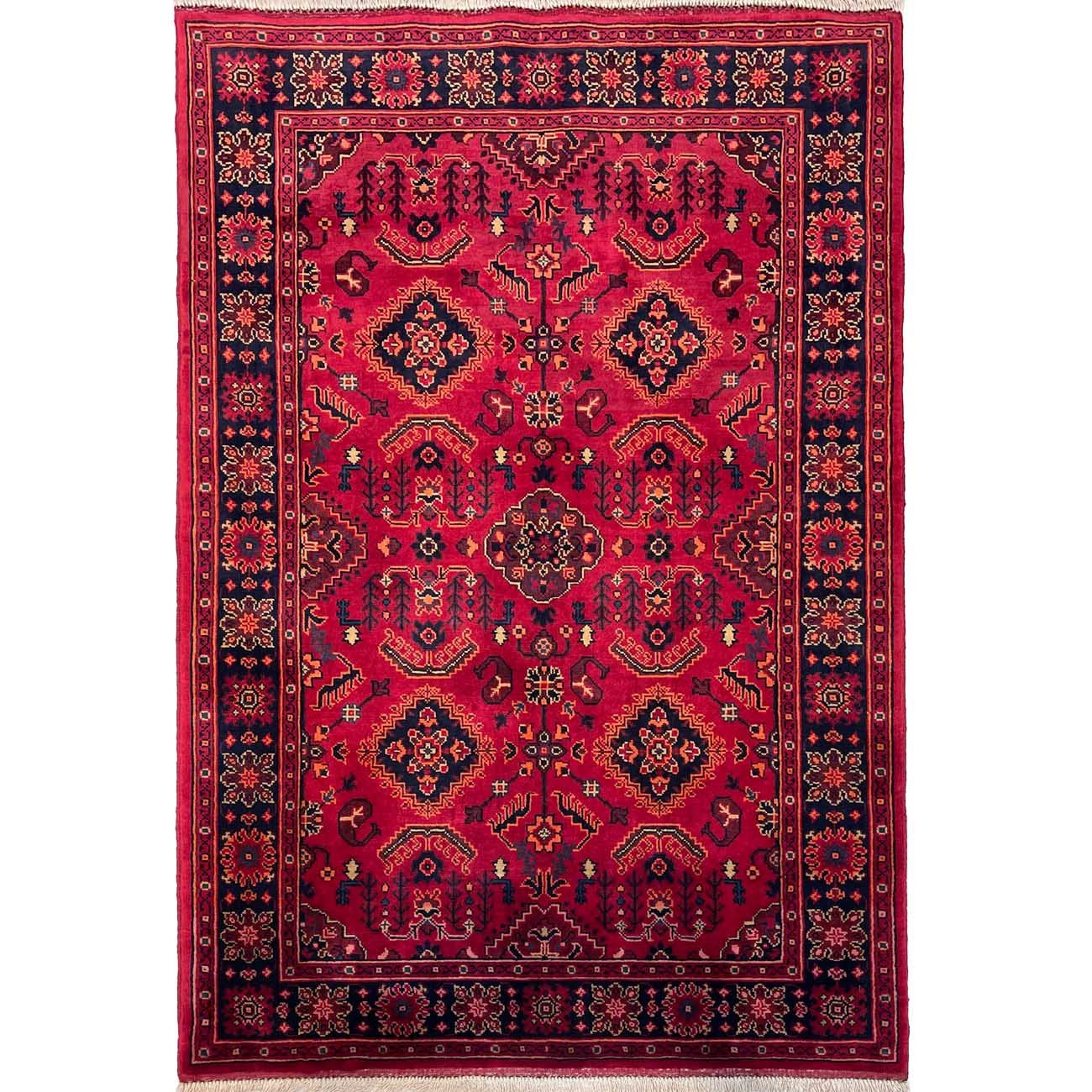 El Dokuma Kırmızı Türkmen Yün Halı (105x155 cm)