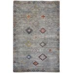 El Dokuma Gri Modern Yün Halı (95x150 cm)