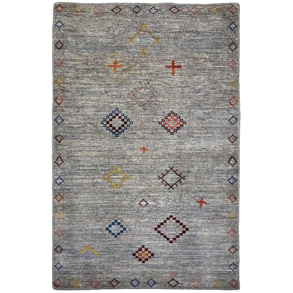 El Dokuma Gri Modern Yün Halı (95x150 cm)