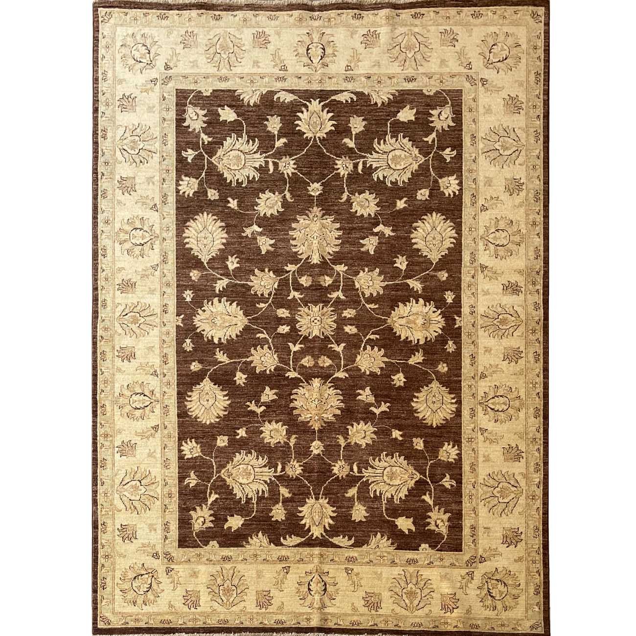 El Dokuma Kahverengi Floral Uşak Yün Halı (170x235 cm)