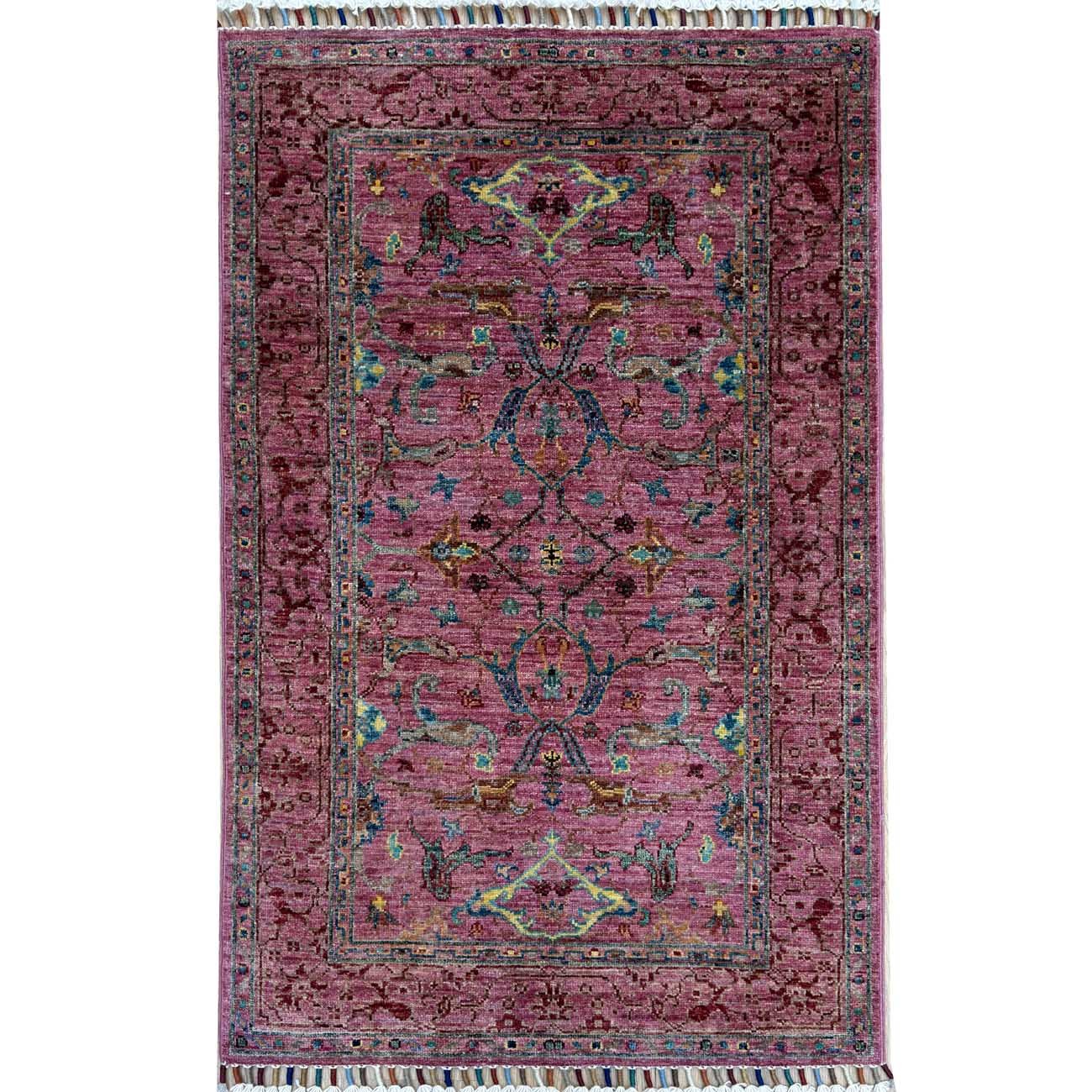 El Dokuma Pembe Sultani Yün Halı (75x120 cm)