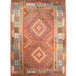 El Dokuma Turuncu Anadolu Desenli Yün Kilim (205x290 cm)