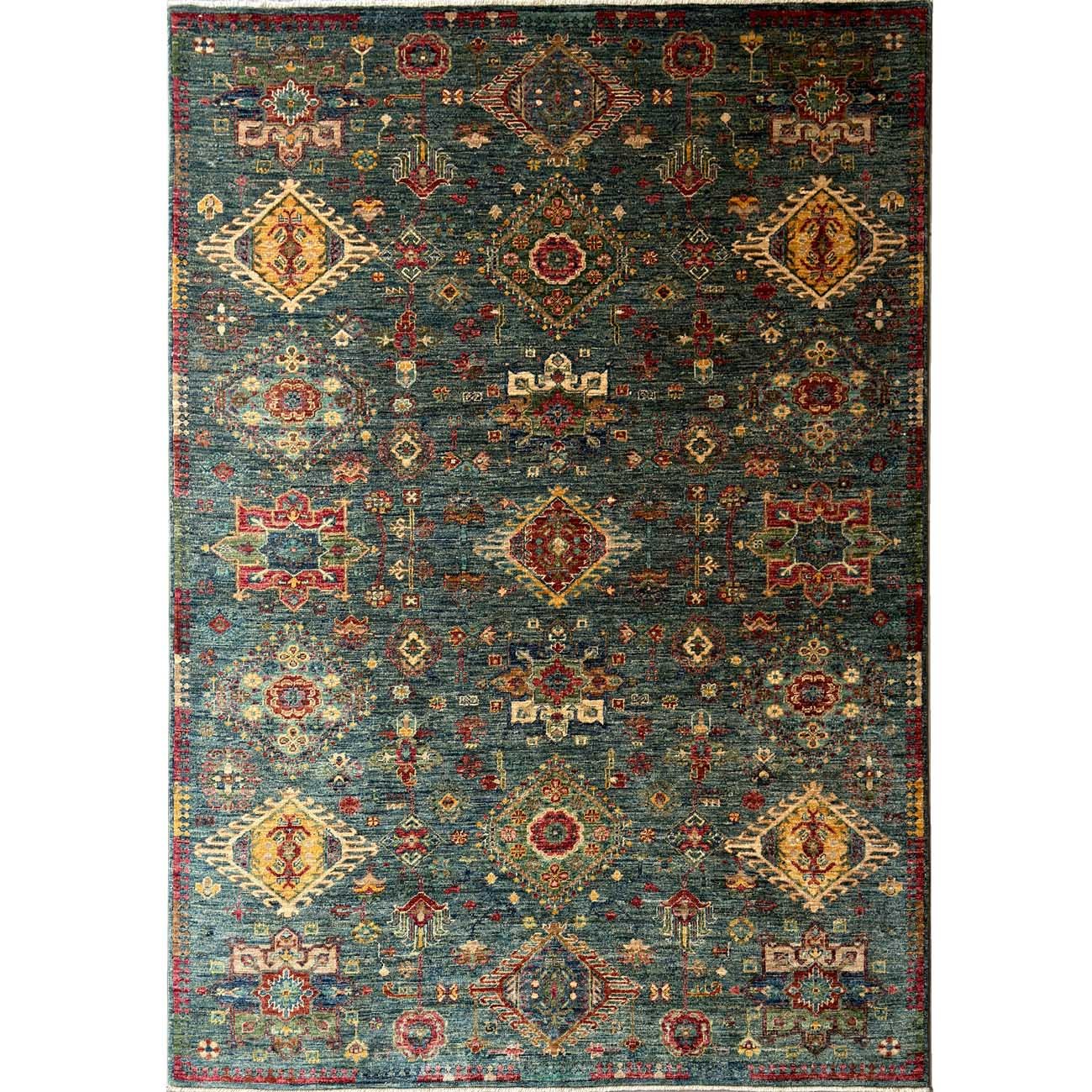 El Dokuma Yeşil Veziri Kabile Yün Halı (170x230 cm)
