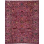 El Dokuma Pembe Bijar İran Tasarım Yün Halı (205x245 cm)