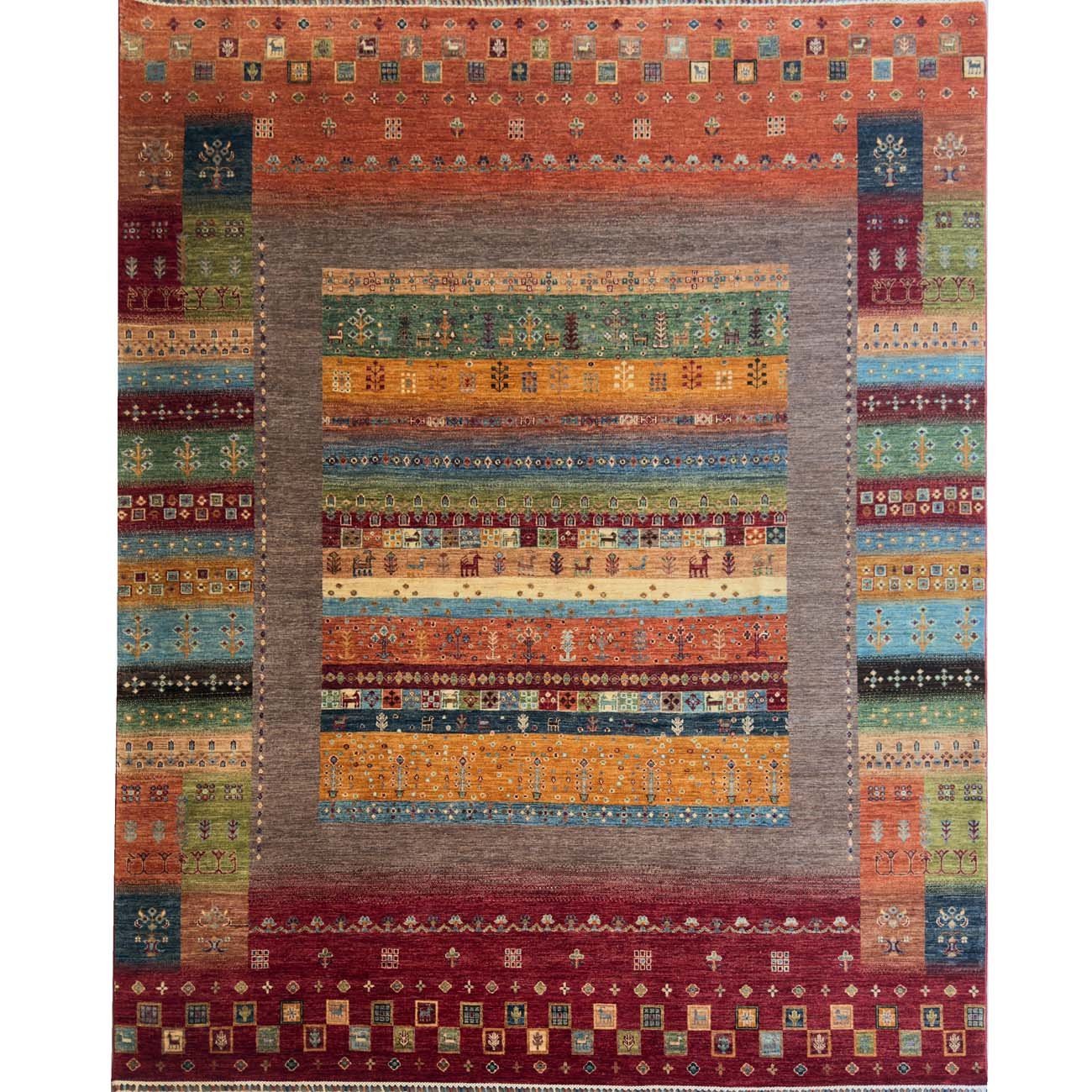 El Dokuma Figürlü Kabile Yün Halı (250x305 cm)