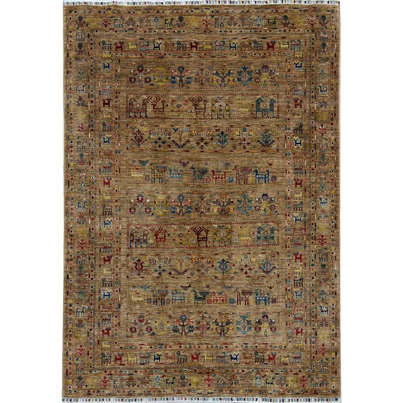 El Dokuma Figürlü Afgan Kabile Yün Halı (165x230 cm)