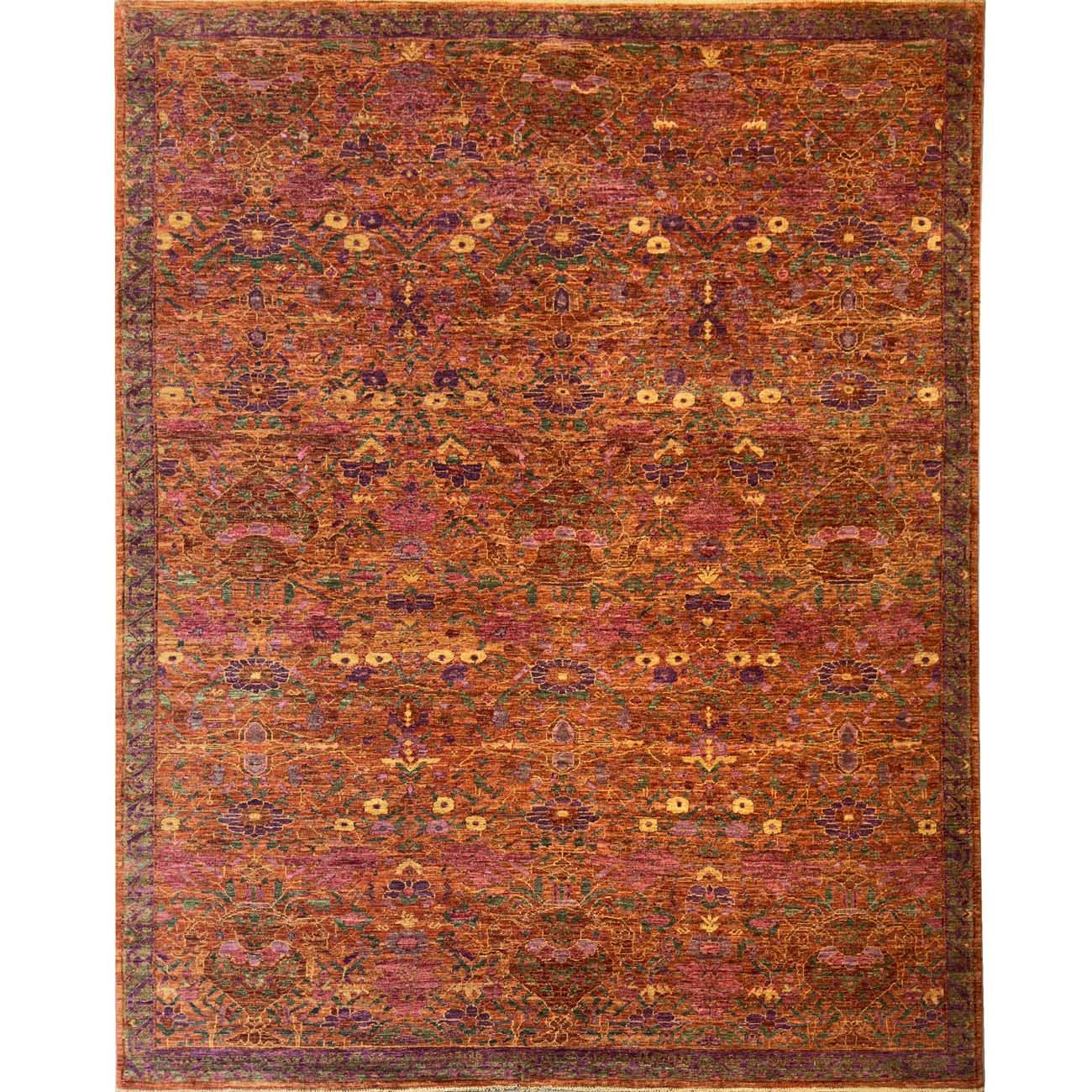 El Dokuma Turuncu Tasarım Uşak Yün Halı (250x300 cm)