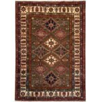 El Dokuma Natural Gri Kazak Yün Halı (170x235 cm)