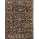 El Dokuma Gri Floral Sultani Yün Halı (215x300 cm)