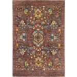 El Dokuma Kahverengi Floral Sultani Yün Halı (175x250 cm)
