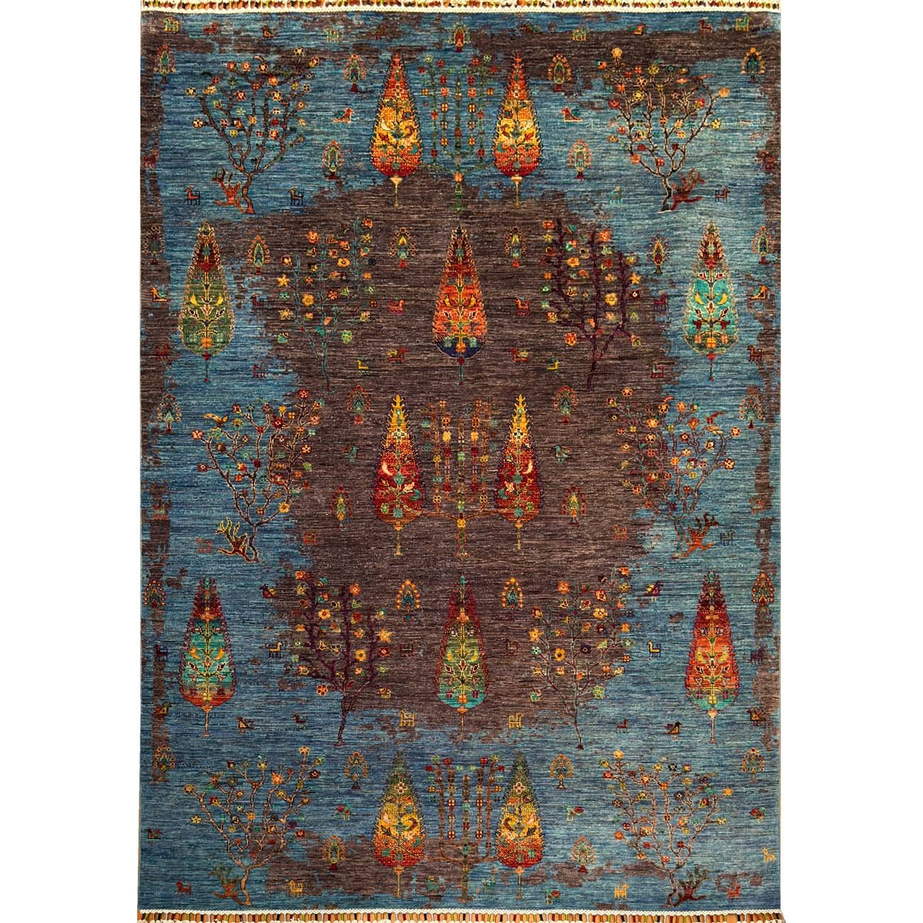 El Dokuma Hayat Ağacı Kabile Yün Halı (180x245 cm)