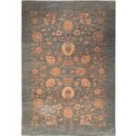 El Dokuma Gri Floral Sultani Yün Halı (195x300 cm)