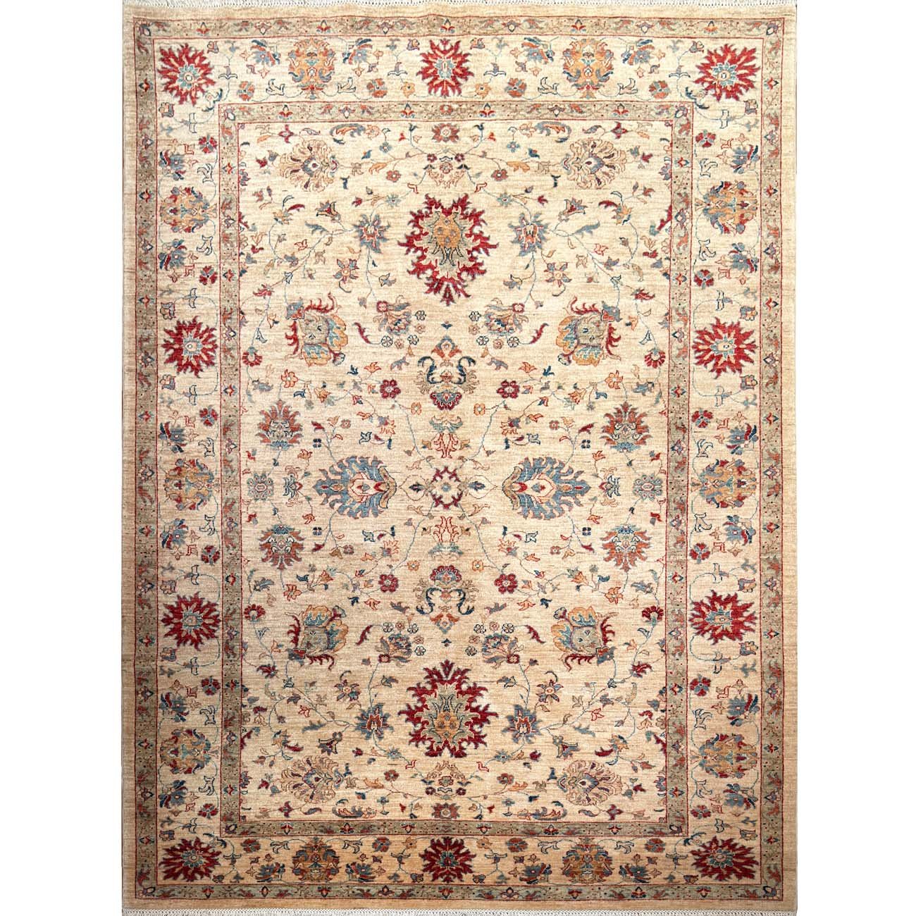 El Dokuma Krem Uşak Yün Halı (210x300 cm)