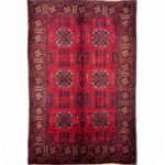 El Dokuma Kırmızı Afgan Bilicik Yün Halı (100x145 cm)