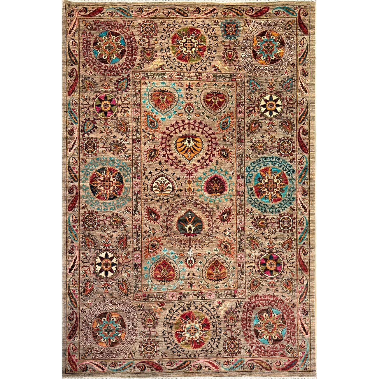 El Dokuma Floral Suzani Kabile Yün Halı (175x250 cm)