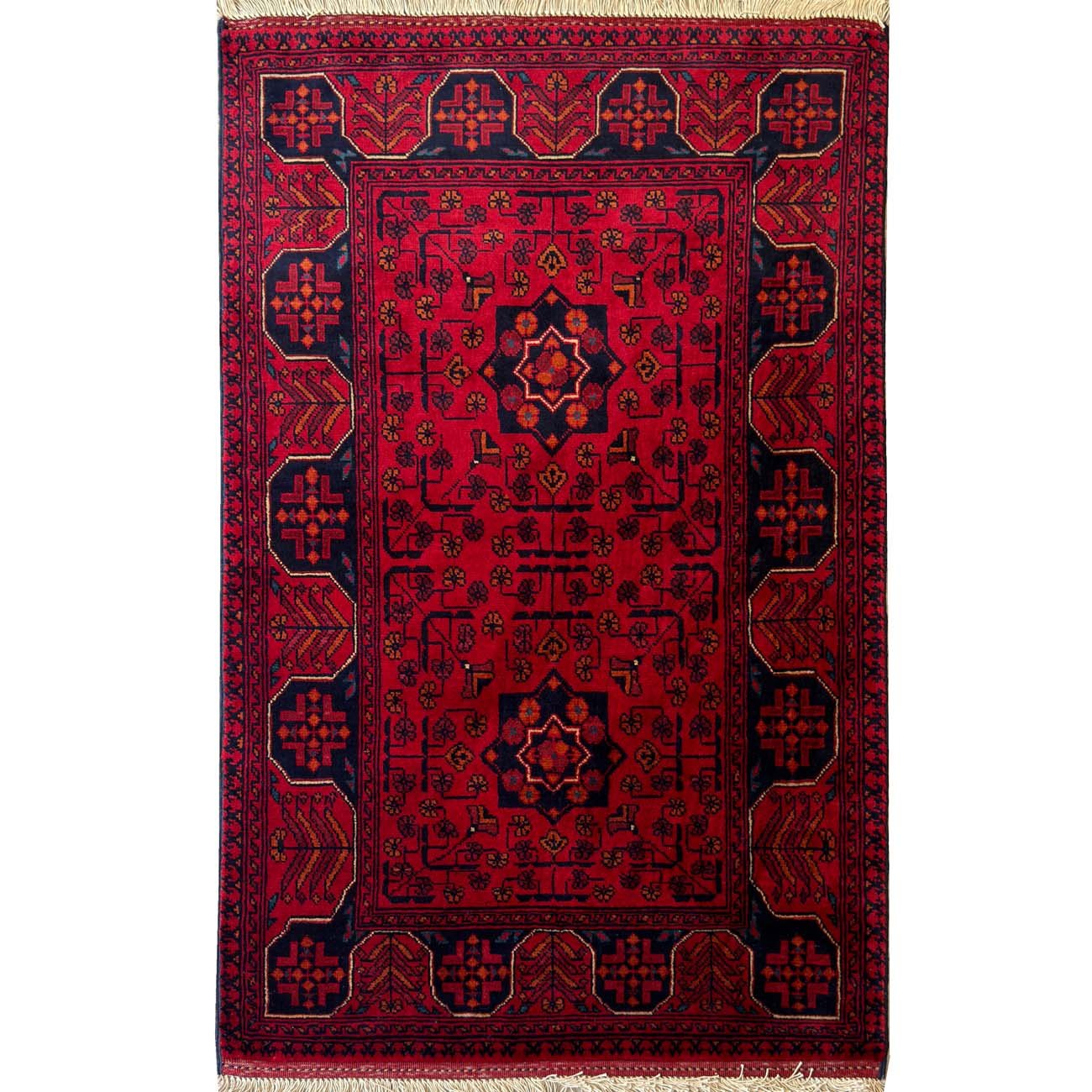 El Dokuma Kırmızı Afgan Yün Halı (80x120 cm)