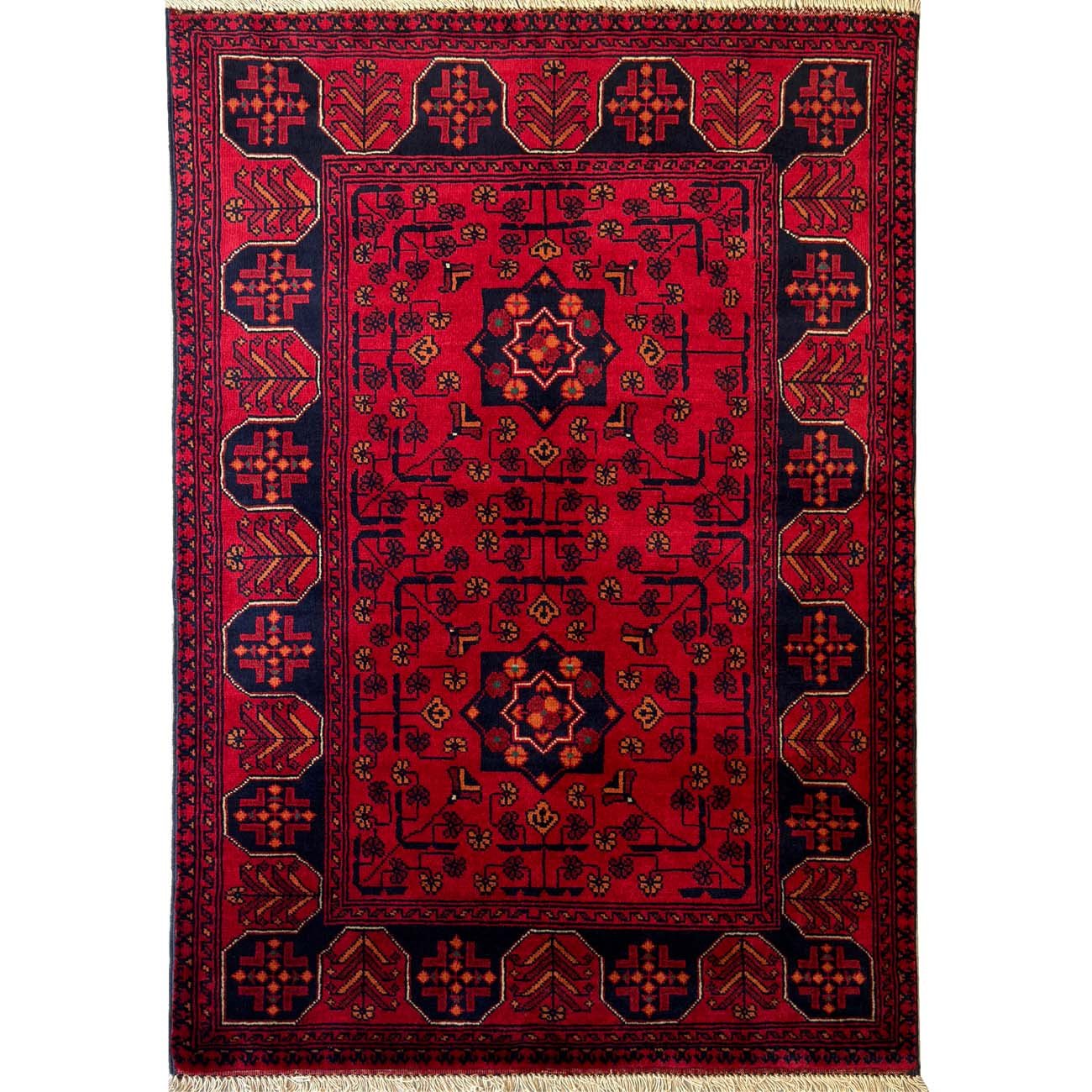 El Dokuma Kırmızı Afgan Yün Halı (85x120 cm)