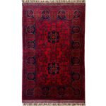 El Dokuma Kırmızı Afgan Yün Halı (80x120 cm)