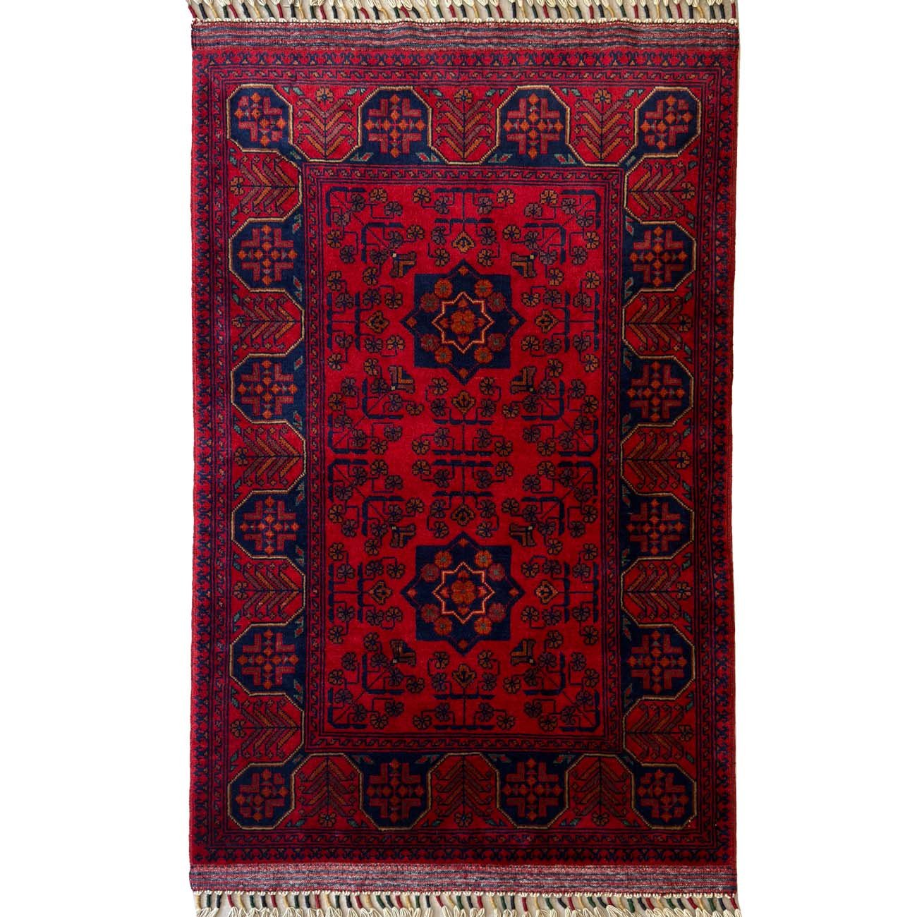 El Dokuma Kırmızı Afgan Yün Halı (80x120 cm)