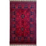 El Dokuma Kırmızı Afgan Yün Halı (100x150 cm)